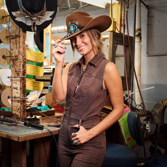 C1H x Lainey Wilson Country with a Flair hat - cognac