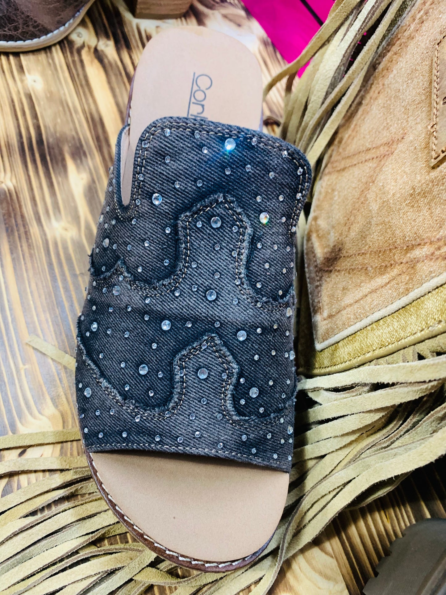 Corkys Neon Moon - black washed denim rhinestone