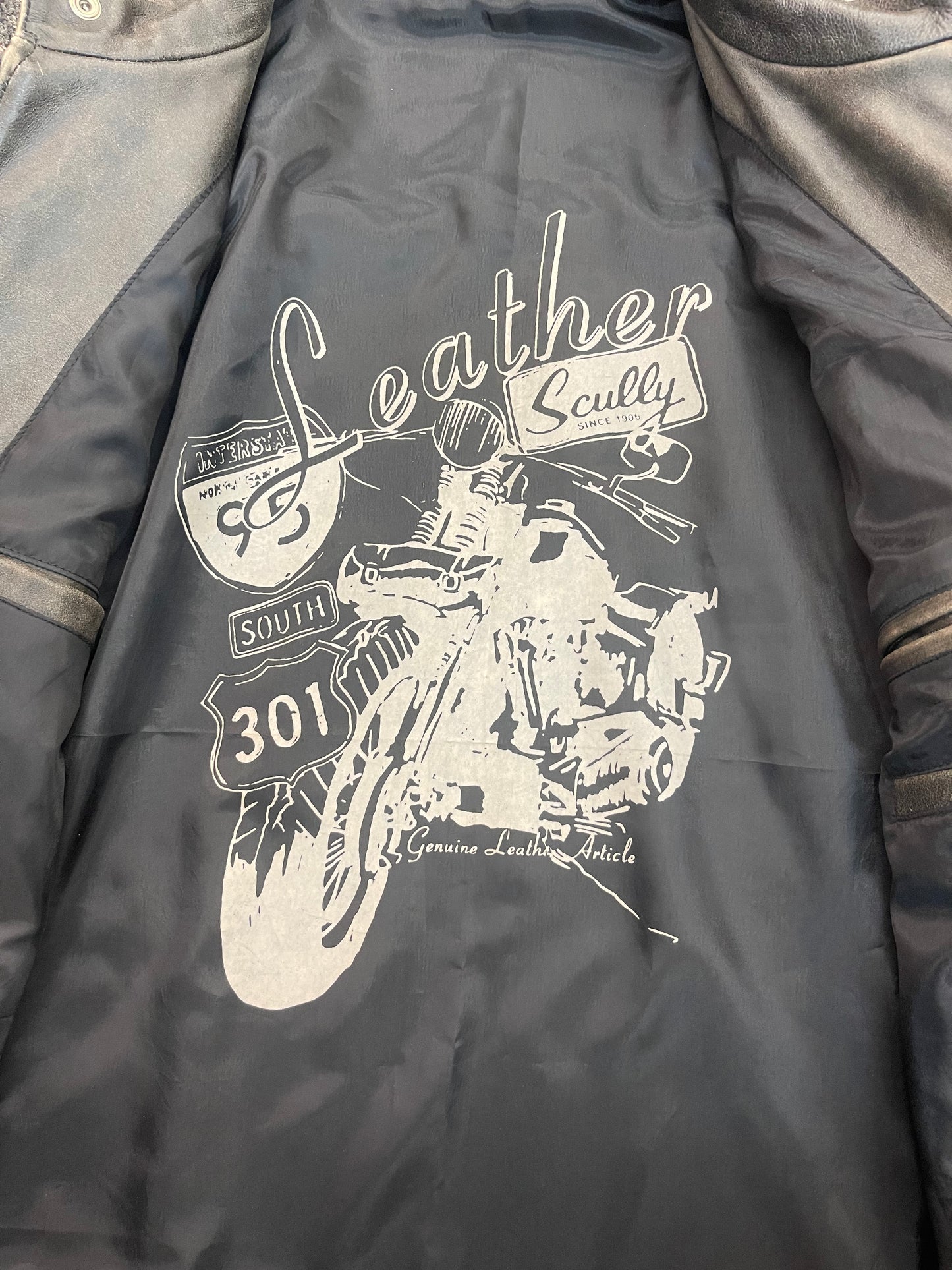 Scully Racing Stripe Leather Jacket - Charcoal