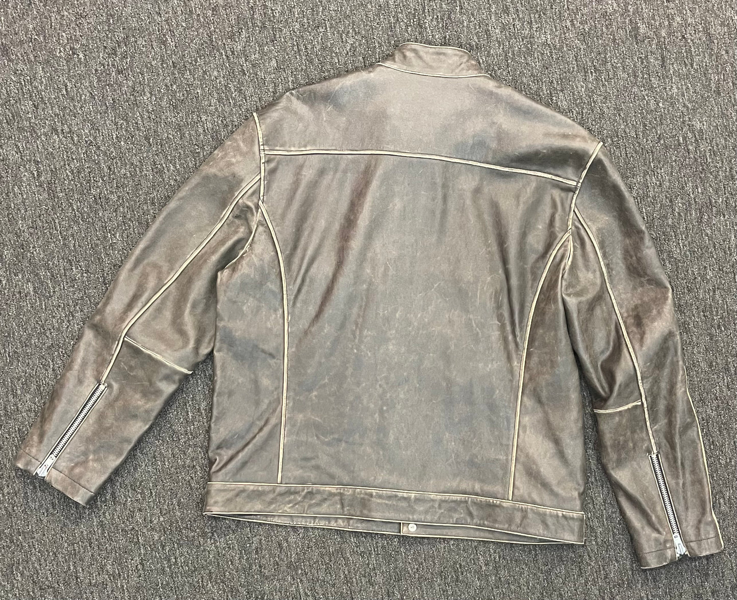 Scully Racing Stripe Leather Jacket - Charcoal