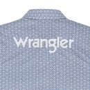 MEN'S WRANGLER LOGO LONG SLEEVE WESTERN SNAP SHIRT IN WHITE/BLUE