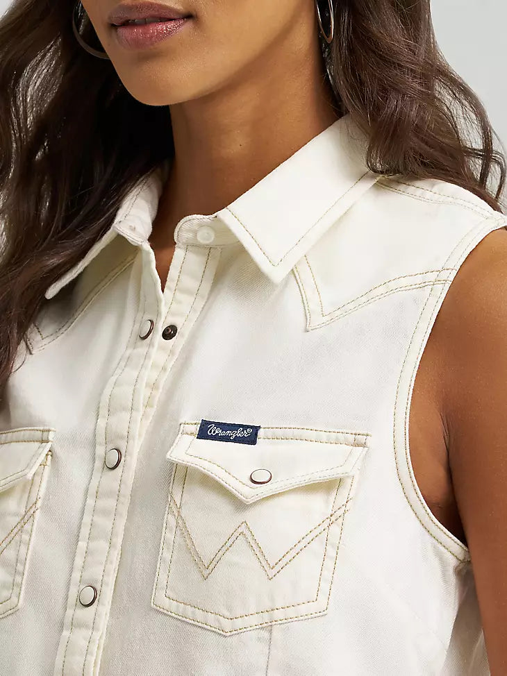 Wrangler Sleeveless Denim Snap Shirt