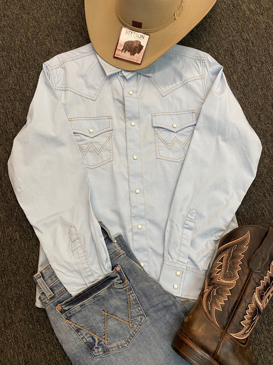 Wrangler Easter Blue Pearl Snap Button Down