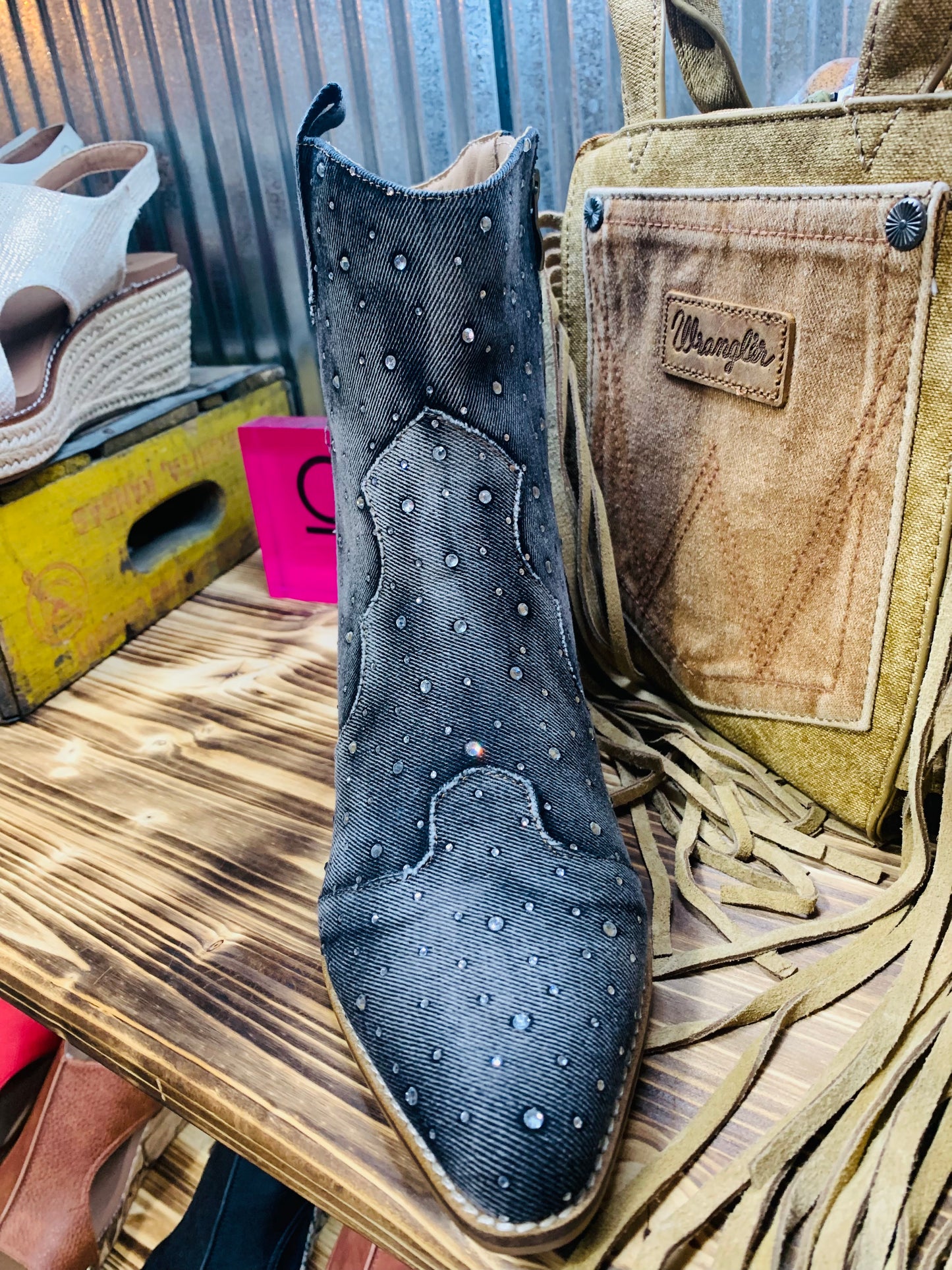 Corkys Front Row - black washed rhinestone