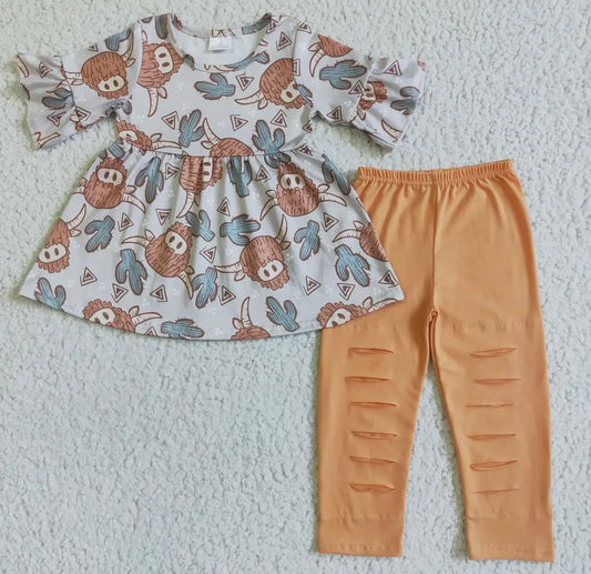 Highland Cow Cactus pant set