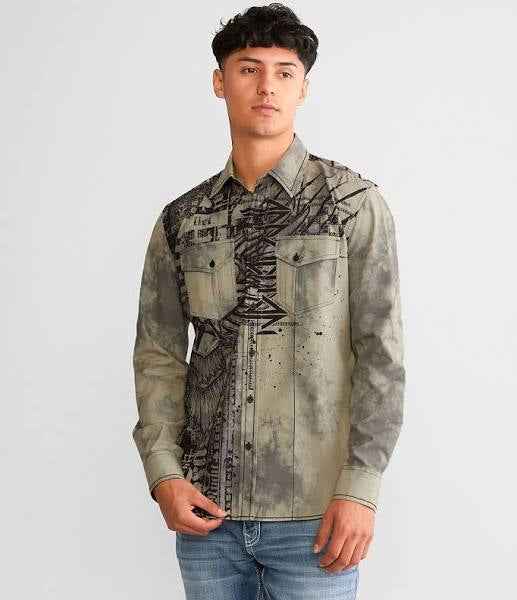 Affliction Eagle Woven Button Down