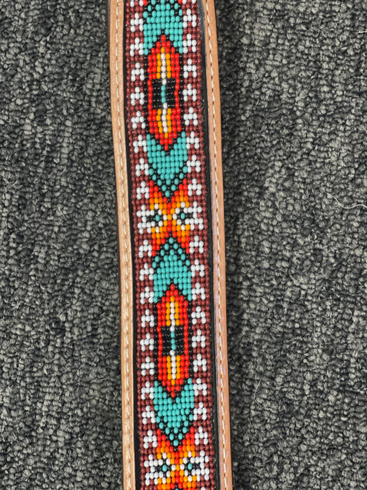 Western Leather Beaded Dog Collar