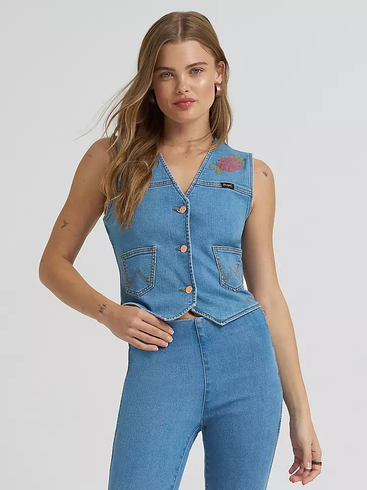 Lainey Wilson x Wrangler embroidered denim vest