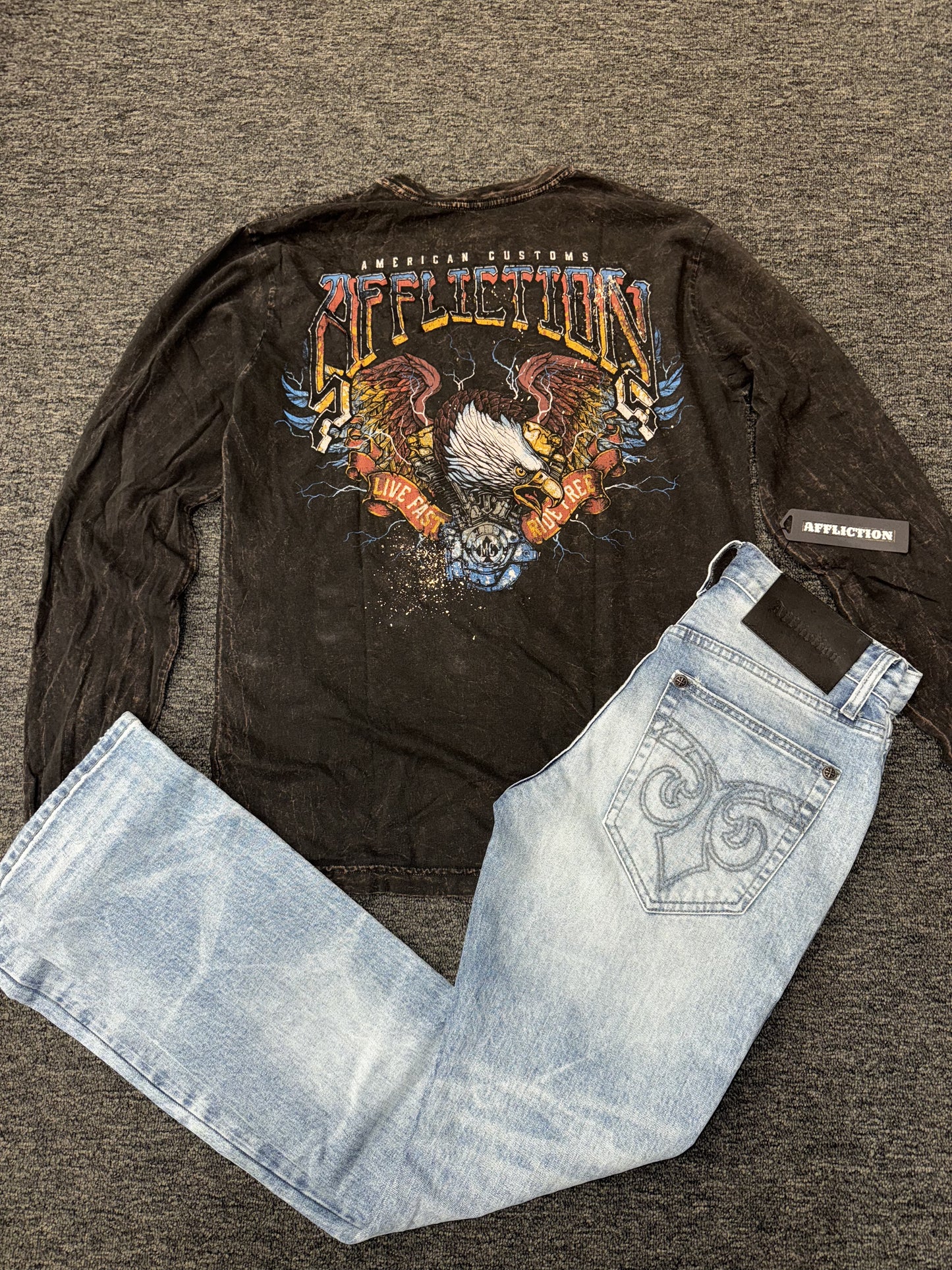 Affliction Shredded Pavement Long sleeve Tee