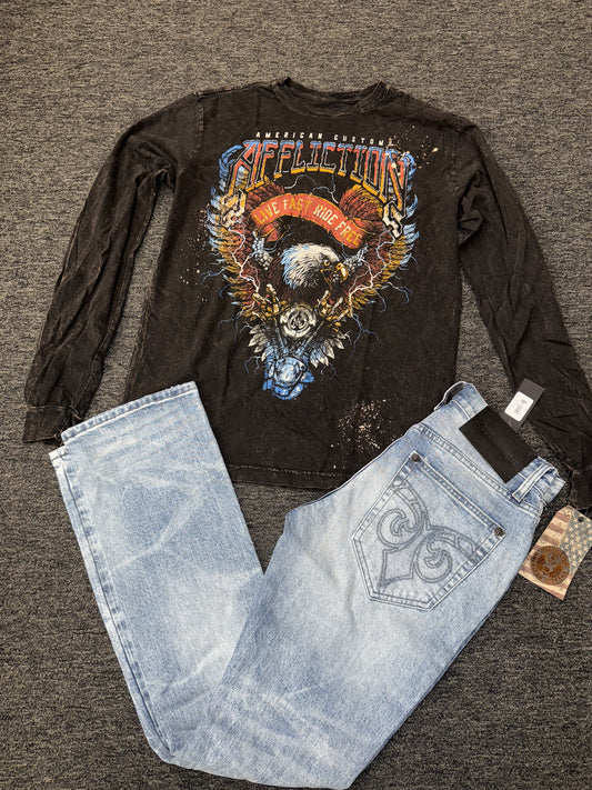 Affliction Shredded Pavement Long sleeve Tee