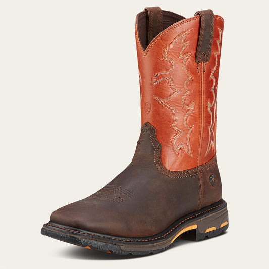 ARIAT WorkHog Wide Square Toe boot - dark earth/brick